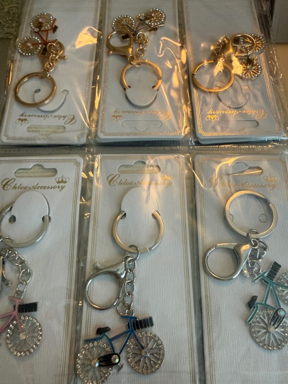 12 Pack Bicycle Keychains in Gold & Silver Tone